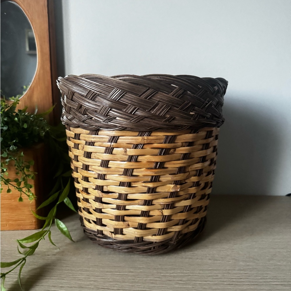 Woven Basket in Brown and Tan